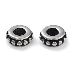 Античное Серебро 304 из нержавеющей стали бусы, рондель, античное серебро, 6.5x3 мм, отверстие : 2.5 мм