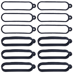 Черный 38 шт силиконовый кулон с защитой от потери, для изготовления электронных стилусов и зажигалок, чёрные, 65x15.5x7 мм, отверстие : 4 мм, внутренний диаметр: 58 мм