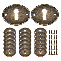 Античная Бронза 20шт. винтажные таблички с ключами из цинкового сплава, розетки замка, с винтом 40 шт., овальные, античная бронза, 29.5x37.5x1 мм