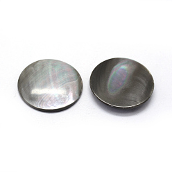 Noir Cabochons coquille, plat rond, teint, noir, 25x3.5mm