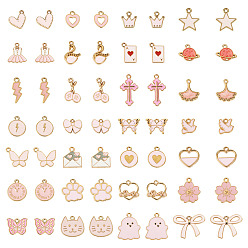 (52) Непрозрачная лаванда 112 шт 28 стили подвески из сплава эмали, разноцветные, 10.5~25x7~25x1~2.5 мм, отверстие : 1.4~2 мм, 4 шт / стиль