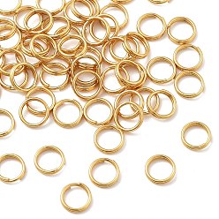 Настоящее золото 18K 304 из нержавеющей стали разрезные кольца, ионное покрытие (ip), реальный 18 k позолоченный, 7x1.5 мм, внутренний диаметр: 5 мм, о 200 шт / комплект