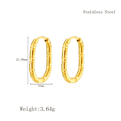 Oval Элегантные 304 серьги-кольца из нержавеющей стали, золотые, овальные, 22x16 мм