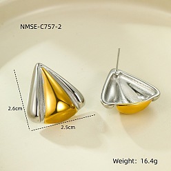 Shell Shape 304 двухцветные серьги-гвоздики из нержавеющей стали, золотые и нержавеющая сталь цвет, формы раковины, 26x25 мм