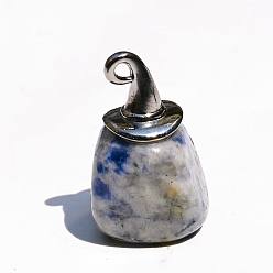 (306FM) Жонкиль матовый с лаймовой подкладкой Натуральные синие пятна яшмы подвески, Подвески-самородки в металлической шляпе ведьмы, 40x10 мм