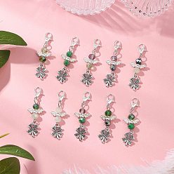 Клевер Подвесные украшения в виде ангела из сплава и стекла в тибетском стиле, с карабин-лобстерами , клевер, 45 мм