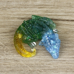 Смешанные камни Украшение для дисплея дракона из смолы, с натуральной каменной крошкой внутри статуй для украшения домашнего офиса, 90x100x40 мм