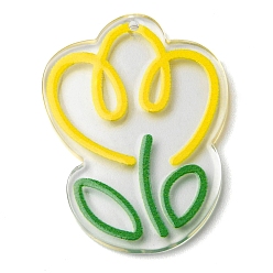 Золотистый Прозрачные акриловые подвески, тюльпан, золотые, 38x28x2.5 мм, отверстие : 1.5 мм