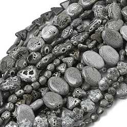 Серый Фарфора ручной работы бисер нитей, разнообразные, серые, 5.5~30x5~31x5~31 мм, отверстие : 0.8~2 мм, около 13~64 шт / нитка, 9.84~15.16'' (38.5 см)