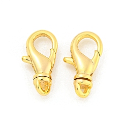 Настоящее золото 18K Карабин-лобстеры, латунные, реальный 18 k позолоченный, 12x5.5x5 мм, отверстие : 1 мм