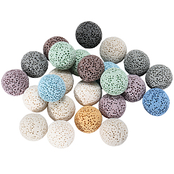 (52) Непрозрачная лаванда 24 шт. Невощеные бусины из натурального вулканического камня., для парфюмерных шариков эфирного масла, ароматерапевтические бусы, окрашенные, круглые, нет отверстий / незавершенного, разноцветные, 15.5~16 мм