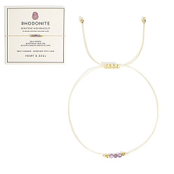 Родохрозит Браслеты из плетеных бусин из натурального родохрозита для женщин, с бусинами из бобов