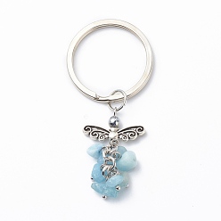 Аквамарин Брелок из натурального аквамарина, брелок с подвеской в виде ангела, с железной фурнитурой, 6.8 см