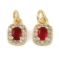 Rectangle Натуральные сердолики (окрашенные и нагретые), подвески из латунного микропаве из прозрачного кубического циркония с соединительными кольцами, реальный 18 k позолоченный, прямоугольные, 9x6x3.5 мм, отверстие : 2.5 мм