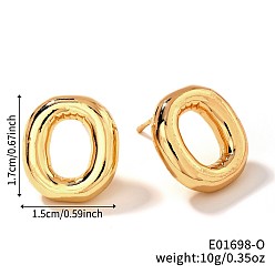 Letter O Латунь серьги, золотые, Письмо O, 17x15 мм