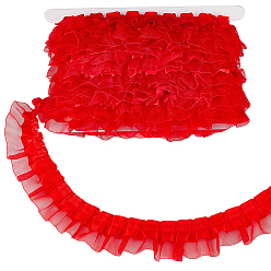 Rot 10m Polyester-Fransenborte, für Rucksäcke, Kleidungszubehör, mit 1pc Displaykarte aus Karton, rot, 1-3/4 Zoll (43 mm)