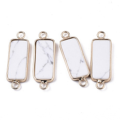 Говлит Соединители из натурального говлита, с легкими золотыми тонами латуни, прямоугольные, 27~30x10x2.5 мм, отверстие : 2.5 мм