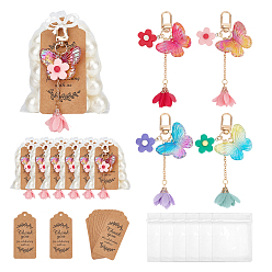 (52) Непрозрачная лаванда 72шт. бабочки из смолы и шифона с подвесными украшениями в виде цветов, с поворотными застежками из сплава и подарочными пакетами из бумажного картона и органзы, золотой свет, разноцветные, 105 мм