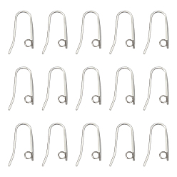 Stainless Steel Color 304 Stainless Steel Earring Hooks, with Horizontal Loop, Stainless Steel Color, 19x3mm, Hole: 2.5mm, 21 Gauge, Pin: 0.7x1mm, 50pcs/box