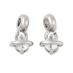 Платина Латунные микро проложить кубического циркония подвески, без кадмия, без никеля и без свинца, прелести планеты, платина, 4.5x5x5 мм, отверстие : 1.8 мм