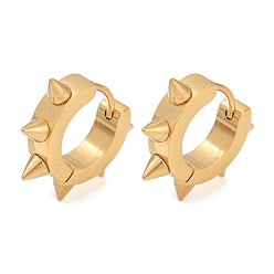 Золотой Ионное покрытие (ip) полировка 304 серьги-кольца с шипами и заклепками из нержавеющей стали для женщин, золотые, 18x4 мм