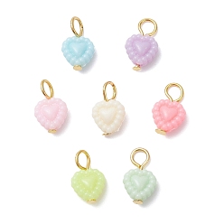 Золотой Непрозрачные акриловые подвески, с железной фурнитурой, сердце прелести, золотые, 13.5~14.5x8.5x4.5 мм, отверстие : 3 мм
