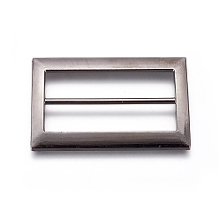 Bronze Boucles d'alliage, rectangle, gris anthracite, 55x36x2mm, Trou: 10x45mm