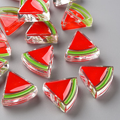 Red Transparent Enamel Acrylic Beads, Watermelon, Red, 23.5x25.5x9mm, Hole: 3.5mm
