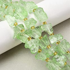 Лайм Сырой грубый натуральный кристалл кварца, окрашенные, с бисером, самородки, желто-зеленые, 8~18x9~15x8~11 мм, отверстие : 1.5~2 мм, около 12~13 шт / нитка, 7.48''~7.68'' (19~19.5 см)