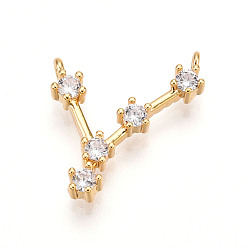 Рак Латунные микро проложить кубического циркония подвески, обереги двенадцати созвездий, долговечный, без никеля , реальный 18 k позолоченный, рак, 16.5x15.5~16x3 мм, отверстие : 1.2 мм