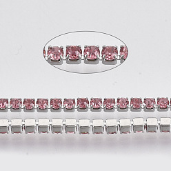 Роза 304 цепочки из страз из нержавеющей стали, с катушкой, горный хрусталь чашка цепи, цвет нержавеющей стали, роза, 2x2x2 мм, около 32.8 футов (10 м) / рулон.