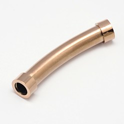 Light Gold 304 Stainless Steel Tube Beads, Light Gold, 41~42x7~8mm, Hole: 4~5mm