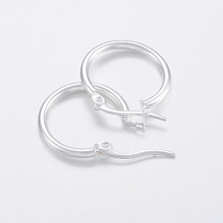 Silver 304 Stainless Steel Hoop Earrings, Hypoallergenic Earrings, Silver, 21x20x2mm, 12 Gauge, Pin: 1x0.8mm