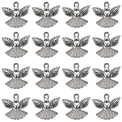 Античное Серебро Сплавочные подвески тибетского стиля, ангел, без кадмия и без свинца, античное серебро, 21x23x3.5 мм, отверстие : 2 мм, 40 шт / коробка