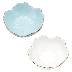 Mixed Color 2Pcs 2 Colors Porcelain Brush Holder, Chinese Brush Rests Brush Stands, Flower, Mixed Color, 70.5~71.5x31mm, Inner Diameter: 66.5mm, 1pc/color