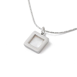 Stainless Steel Color Non-Tarnish Shell Square Pendant Necklaces, 304 Stainless Steel Box Chain Necklaces, Stainless Steel Color, 16.54 inch(42cm)