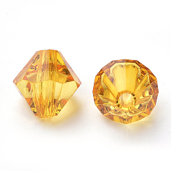 Оранжевый Прозрачные акриловые бусины, двухконусные, оранжевые, 10x10 мм, Отверстие : 2.5 мм , около 1323 шт / 500 г