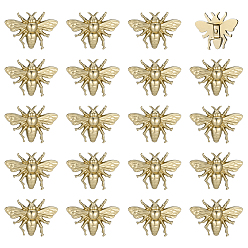 Oro 20 piezas de hebillas decorativas de abejas de aleación de zinc, para monedero, , decoración de artesanía de cuero, dorado, 25.5x37x15.5 mm
