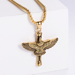 Золотой Мода 304 ожерелья из нержавеющей стали с подвеской в виде креста и орла для мужчин, золотые