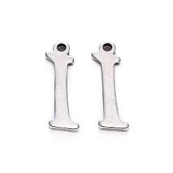 Letter I Anlaufgeschützt 201 Charms aus Edelstahl, Laserschnitt, Edelstahl Farbe, letter.i, 12.5x4x1 mm, Bohrung: 1 mm