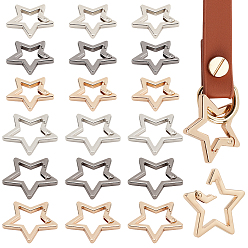 (52) Непрозрачная лаванда 18 шт 6 стили пружинные кольца из цинкового сплава, звезда, разноцветные, 33~42x31~39x3.6 мм, внутренний диаметр: 18~26 мм, 3 шт / стиль