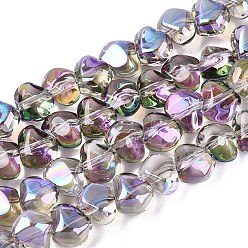 Орхидея Гальванизируйте прозрачное стекло бисер нитей, самородки, Топ пробуренной, сиреневые, 6.5x7.5x4.5~5 мм, отверстие : 0.8~1 мм, около 99~100 шт / нитка, 21.26~22.24 дюйм (54~56.5 см)