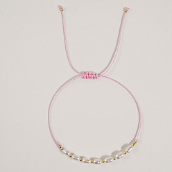 Pink Искусственный жемчуг овальные бусины плетеные браслеты из бисера для женщин, с полиэстеровым шнуром и бусинами из бобов, розовые, внутренний диаметр: 11 дюйм (28 см)