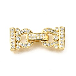 Настоящее золото 18K Арочные латунные микропаве прозрачные кубические цирконии складные застежки, долговечный, без кадмия и без свинца, стойки покрытие, реальный 18 k позолоченный, 22.5 мм, отверстие : 1.2x1.5 мм
