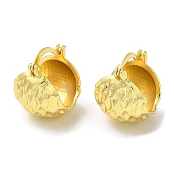 Real 18K Gold Plated Rack Plating Brass Textured Round Hoop Earrings, Real 18K Gold Plated, 21x18x16mm
