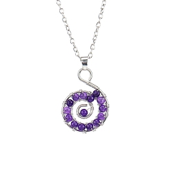 Аметист Переплетающиеся ожерелья с подвеской в форме спирали из натурального аметиста, кабельные цепи, 20.08 дюйм (51 см)
