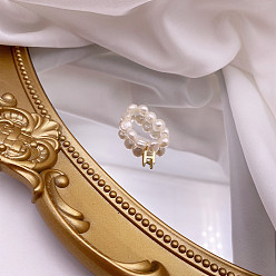 Letter H Перстни из натурального пресноводного жемчуга, с подвеской в виде буквы из сплава золотистого тона, Письмо ч, внутренний диаметр: 16 мм