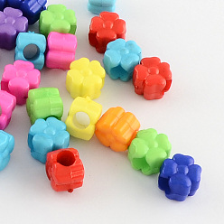Gemischte Farbe Kleeacryl European Beads, Großloch perlen, Gemischte Farbe, 10x10x8 mm, Bohrung: 5 mm, ca. 890 Stk. / 500 g