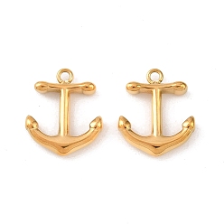 Настоящее золото 18K 304 прелести нержавеющей стали, якорь, ионное покрытие (ip), реальный 18 k позолоченный, 13x11x2 мм, отверстие : 1.2 мм