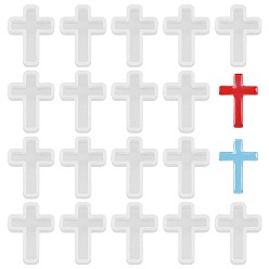 White 20Pcs DIY Silicone Molds, Resin Casting Molds, For UV Resin, Epoxy Resin Jewelry Pendants Making, Cross, White, 39x28x5~7mm
